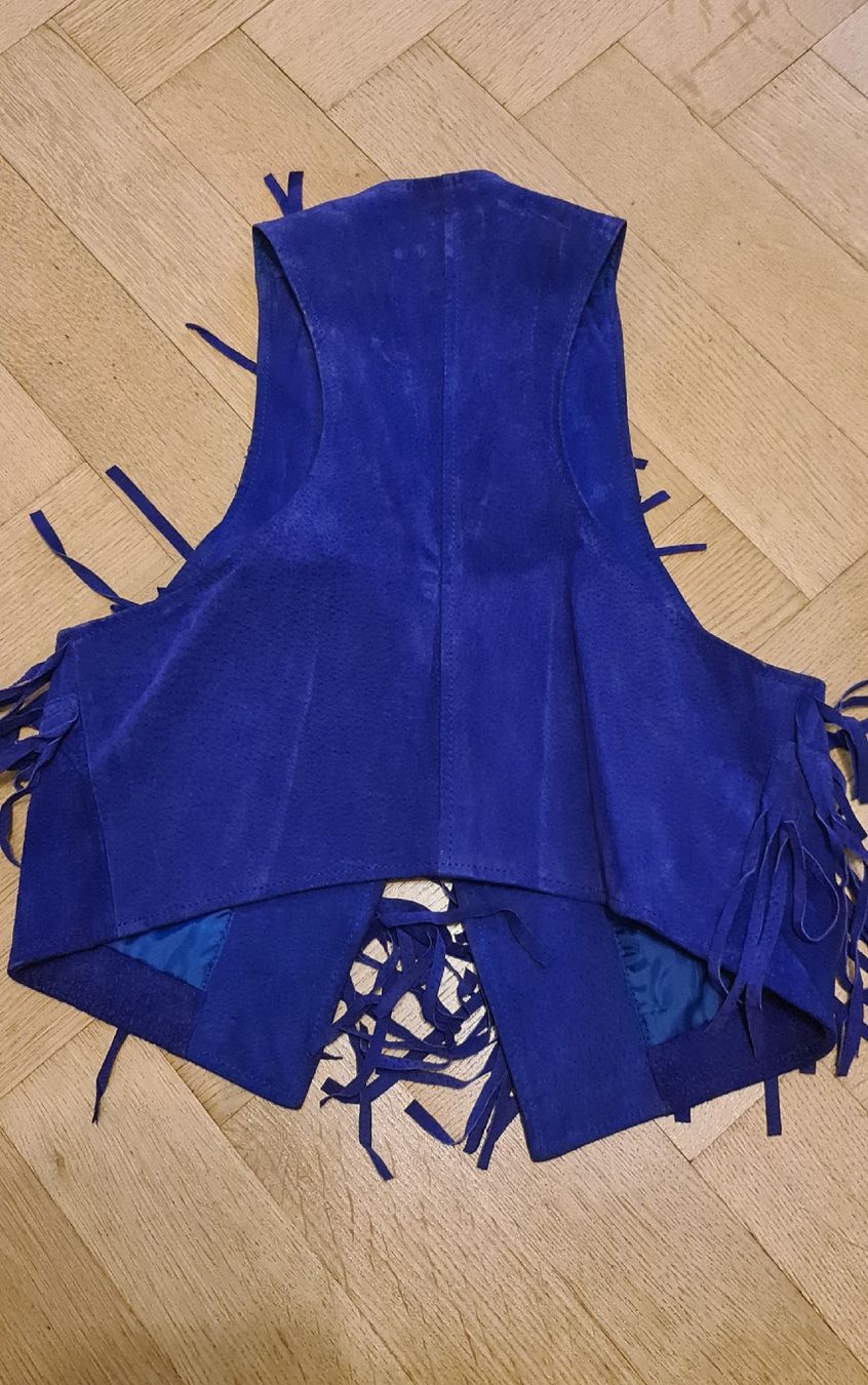Gilet & Giacche senza maniche: Gilet en cuir daim bleu électrique taille S – Usato da Genève venduto da Saleena 4