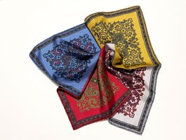 Pochette Einstecktuch gross Paisley handrolliert VINTAGE 80s