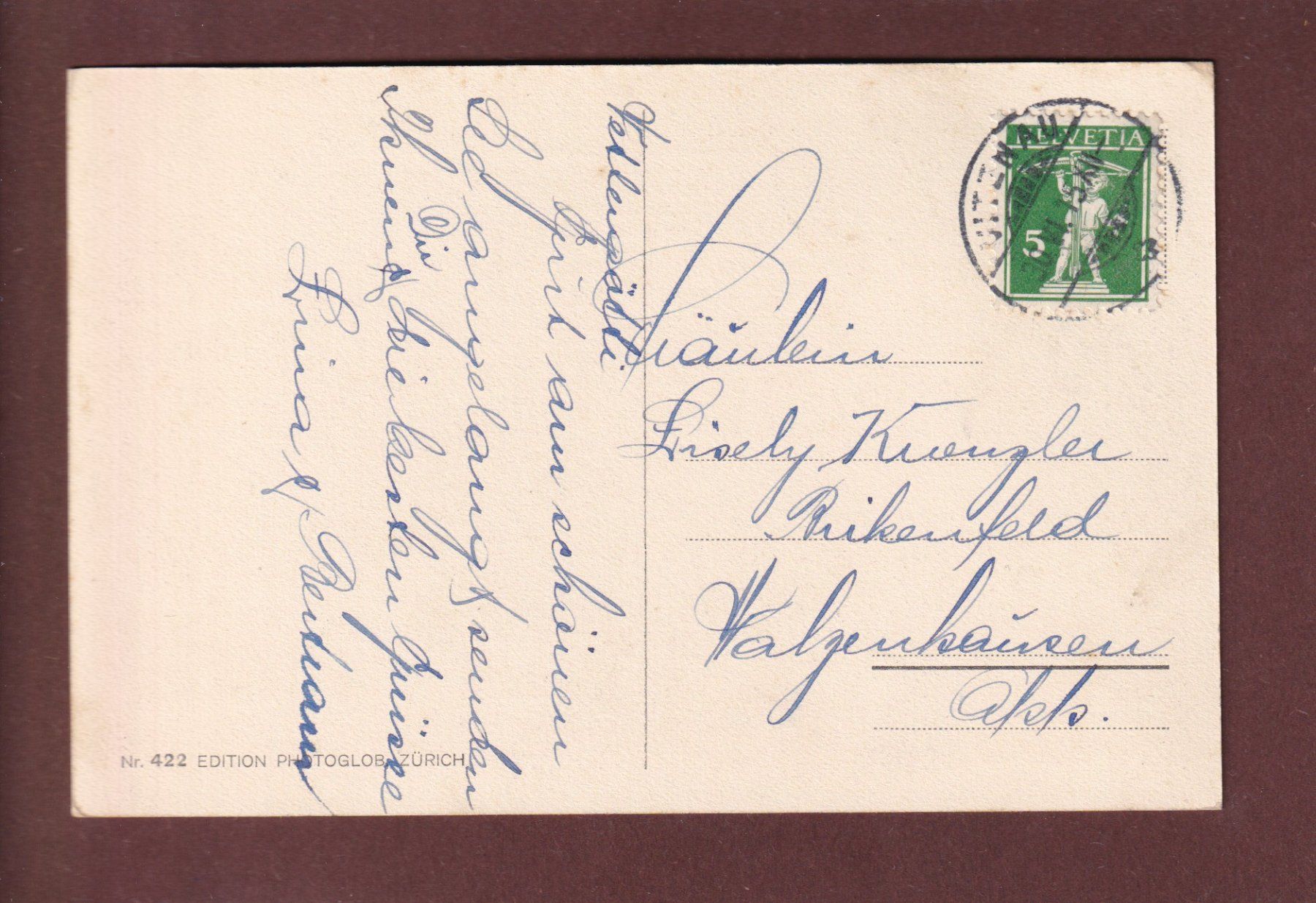 Cartoline postali: VITZNAU - 1915 – Usato da Pully venduto da nicecards 1