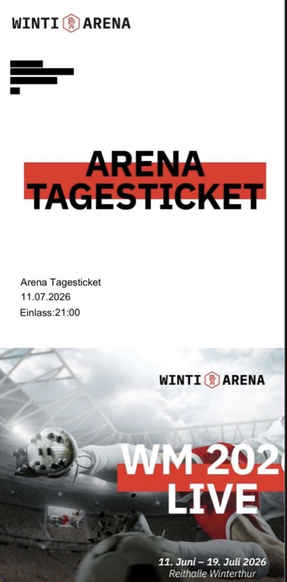 Biglietti: Winti Arena 1x Tagesticket 11.07.2026 – Nuovo e nell'imballaggio originale da Bassersdorf venduto da Dako