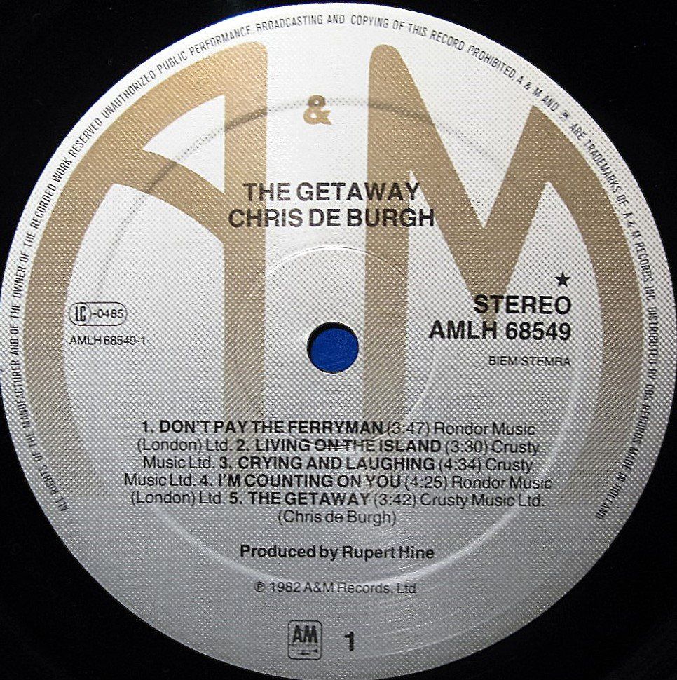 Schallplatten: CHRIS DE BURGH "The Getaway" LP in NEAR MINT – Gebraucht aus Monthey von Pingmub 3