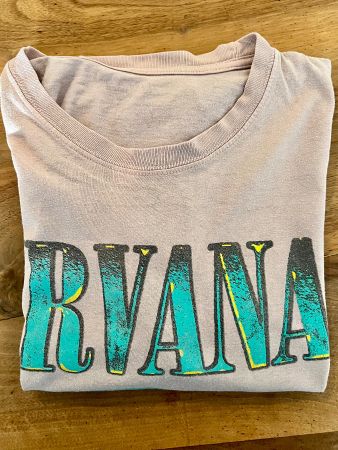 Nirvana Smiley Band T-Shirt Gr. M/L Altrosa Vintage Look