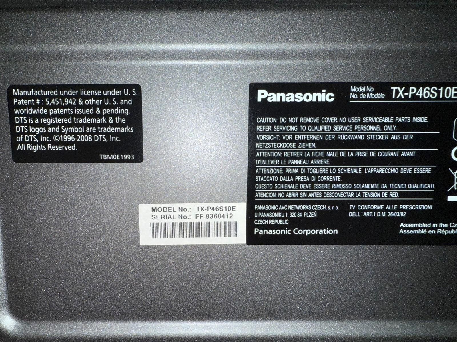 Panasonic Televisori: TV Panasonic Plasma TX-P46S10E – Usato da Couvet venduto da xen_8fvc 1