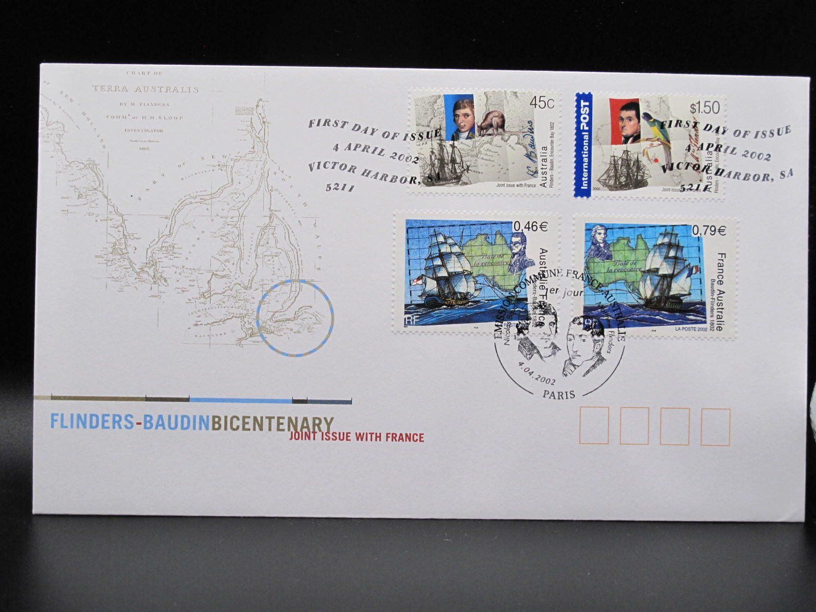 Tutti i francobolli: Australia 2002 Matthew Flinders / Nicolas Baudin FDC – Usato da Wil SG venduto da fva01