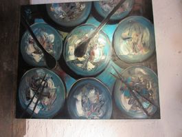 Tableau peinture huile sur toile abstraite signée 1996