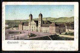 AK Einsiedeln, Blick zum Kloster, 1904
