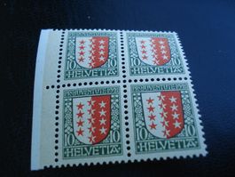 Pro Juventute 1921, 4erblock Wäppli Wallis **