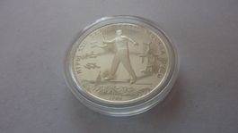 Silbermünze aus Russland : 5 Rubel Stockwerfen 1980