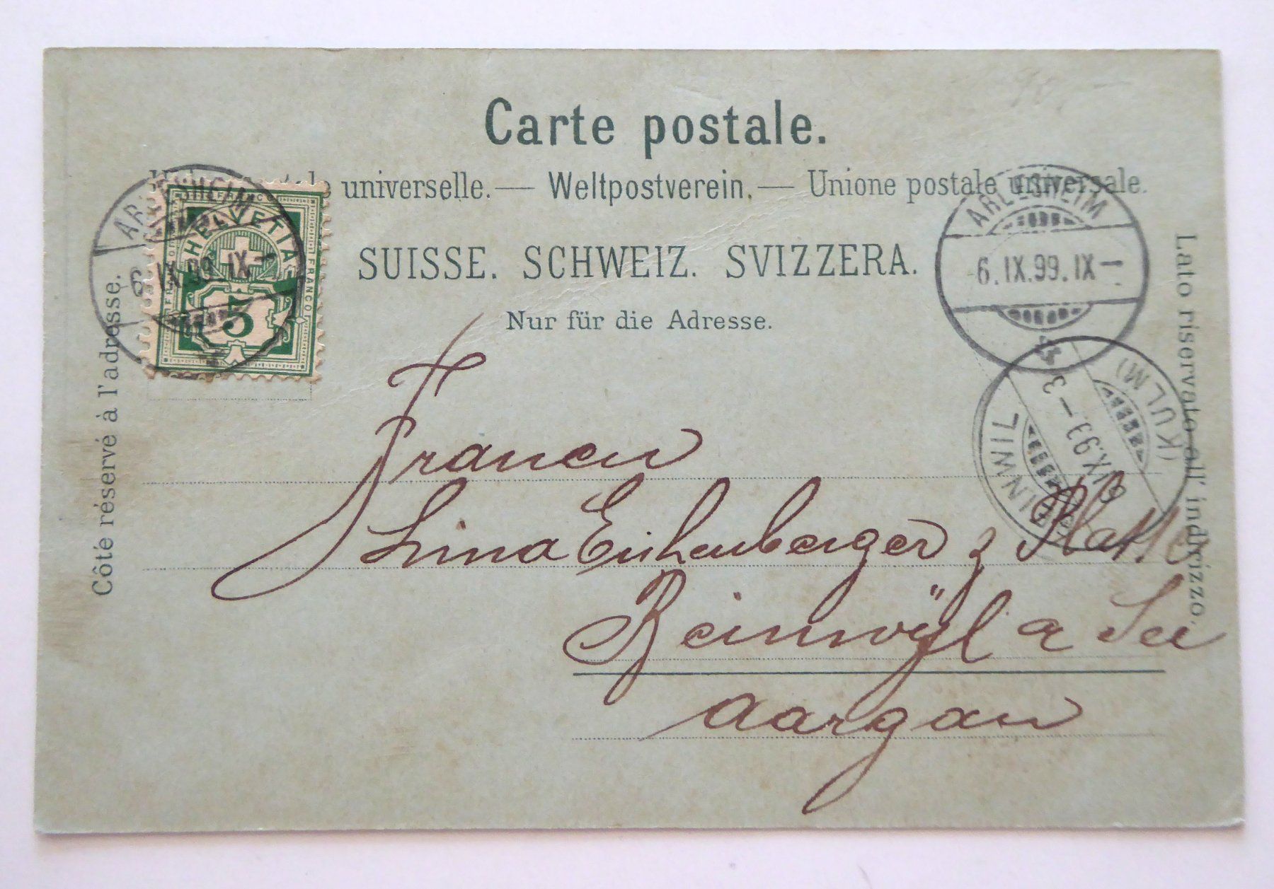 Ansichtskarten: Gruss aus Arlesheim 1899 – Gebraucht aus Aesch BL von Kauri1 1