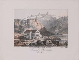 Grimsel Hospiz Tonlithographie selten