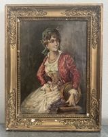 Giacomo Marastoni : jeune femme au tambourin