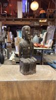 Alte Holzskulptur aus Tropenholz, Handgeschnitzt, Rarität