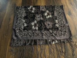 Schöner Schal schwarz/braun mit Glitzer - Neu