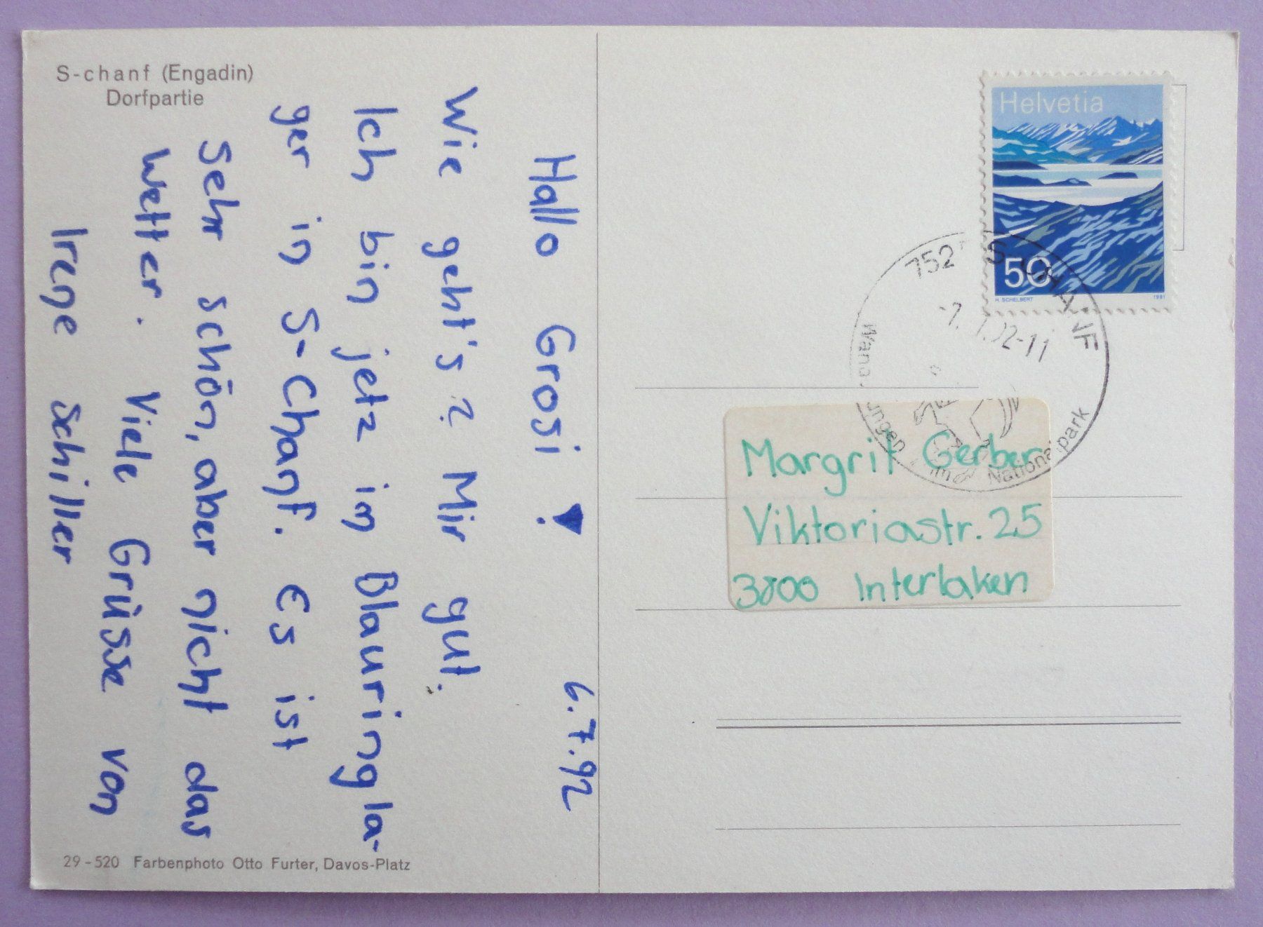 Cartoline postali: S-chanf, Dorfpartie – Usato da Fétigny venduto da Billy2miny 1