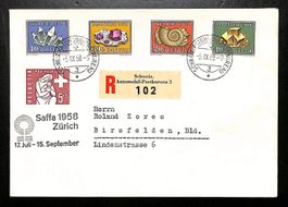 1958 Satzbrief Pro Patria SAFFA ZÜRICH. AUTOMOBIL-POSTBUREAU