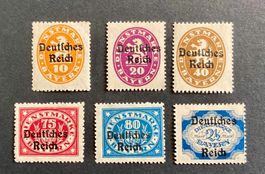 Deutsches Reich, Dienstmarken 1920, 6 Werte (*, z.T. m.Falz)