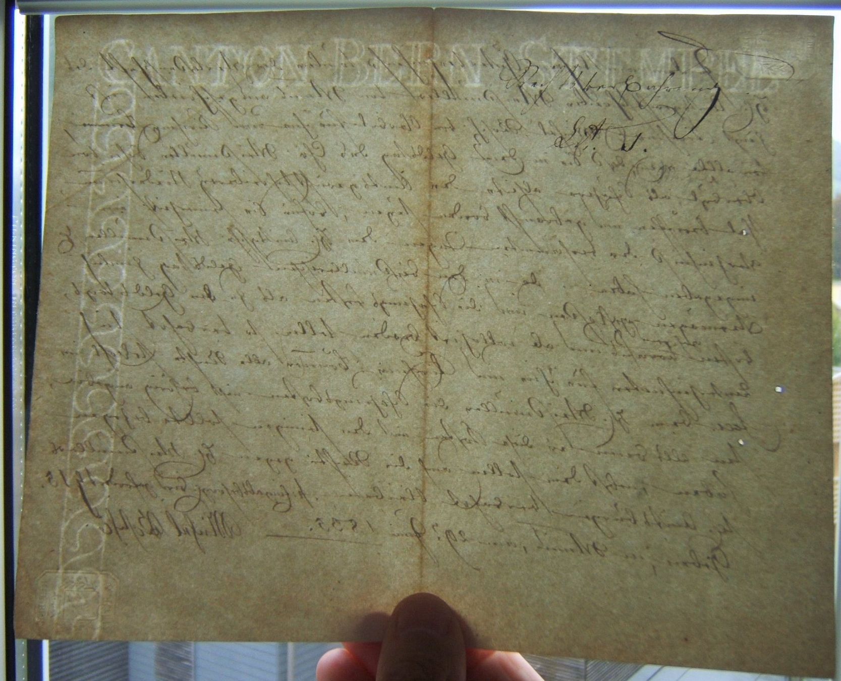 Alle Briefmarken: DOKUMENT 1835 MIT STEMPEL REP. BERN 5 RAP. + WASSERZEICHEN – Gebraucht aus Brunnen von Nonne04 1