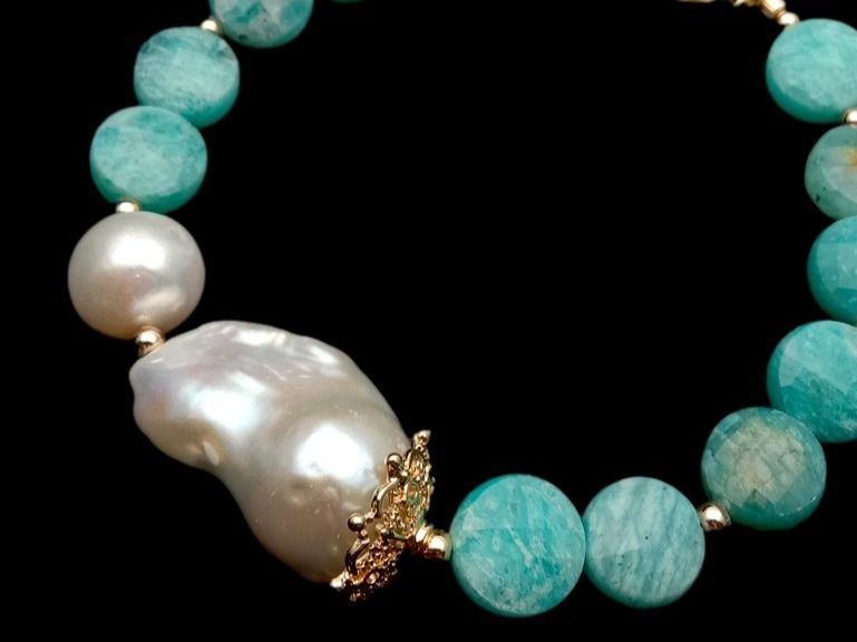 Armbänder & -reifen: Wunderbar Amazonit Perlen Armband und Perle 20.3 cm Bracelet – Neu (gemäss Beschreibung) aus Prilly von ilyria73 3