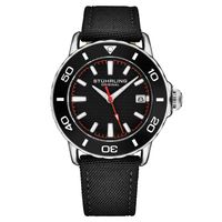 🇺🇸 Herrenuhr ®STÜHRLING Taucheruhr 40mm Schwarz 10 Bar NEU