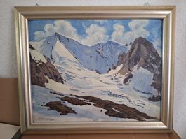 Winterliches Bergpanorama Ölgemälde von M. Birkenmayer!