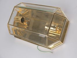 Oktogonale Hollywood Regency Wandlampe aus Messing & Facette