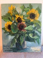 Max Keller 1954 Sonnenblumen in Vase, signiert