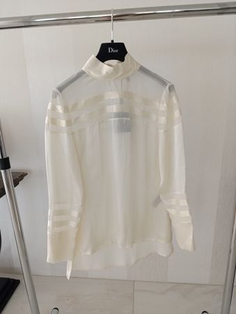 Massimo Dutti  Bluse Creme mit Kragen, Seide,  Gr. 34  Neu