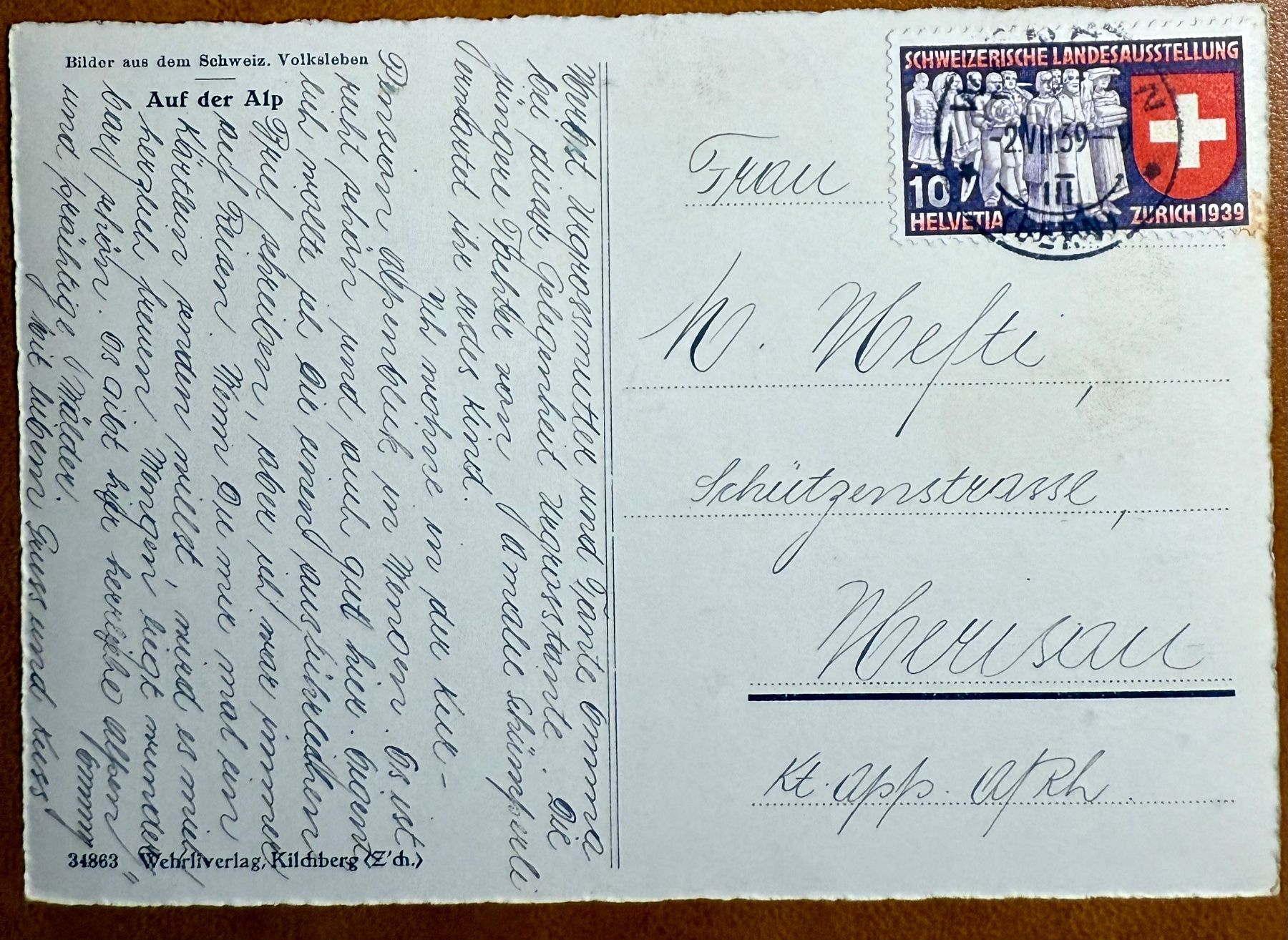 Cartoline postali: Auf der Alp - Kühe 1939 – Usato da Lutry venduto da Ediego 1