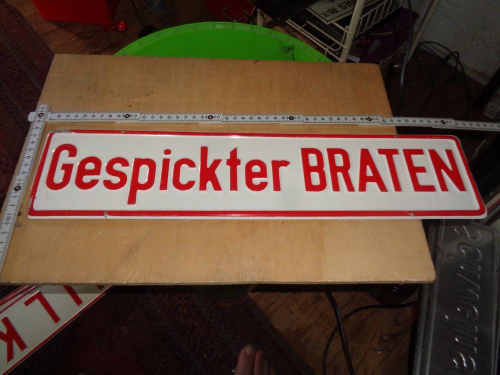 WERBESCHILD AUS ALTER METZGEREI &amp;quot; GESPICKTER BRATEN&amp;quot; alu | Kaufen auf ...