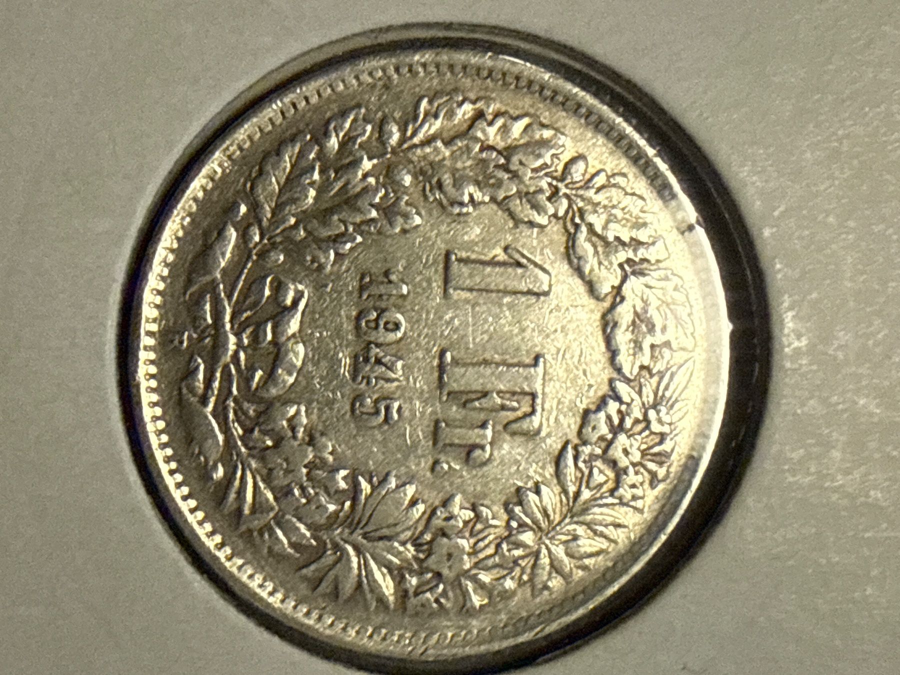 Alle Münzen: Swiss 1 franc 1945 Silver Coin – Gebraucht aus Pully von ta571 1