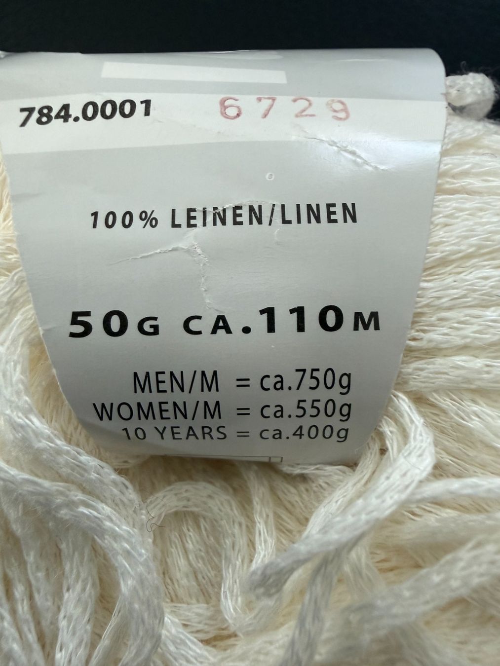Lana: Lang Lino  784.0001  1 Knäuel   100 % Leinen – Nuovo (secondo la descrizione) da Subingen venduto da ArtBead 1
