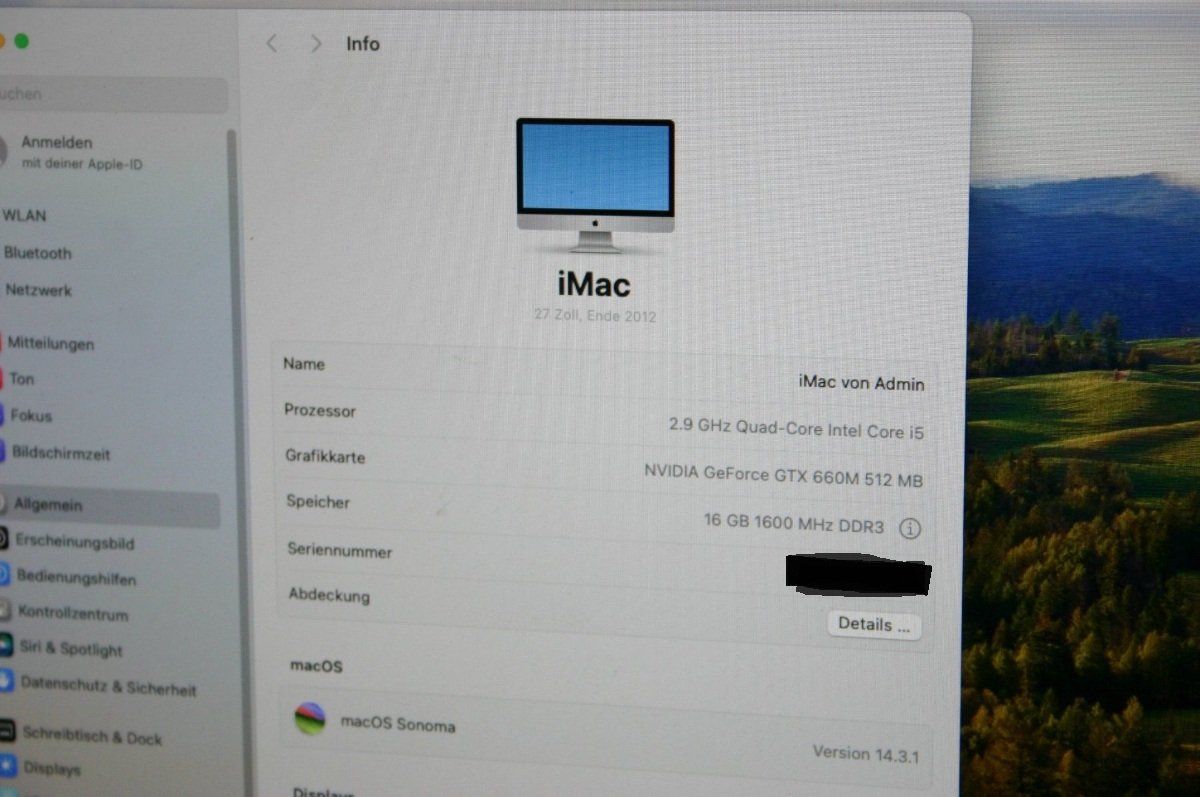 Apple PC: iMC 27 OC Sonoma oder Sequoia, 16Gb Memory & 500Gb SSD – Usato da Stettlen venduto da Bigjm 3