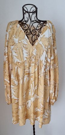 Longbluse-Kleid,gelb/weiss,Gr.XL