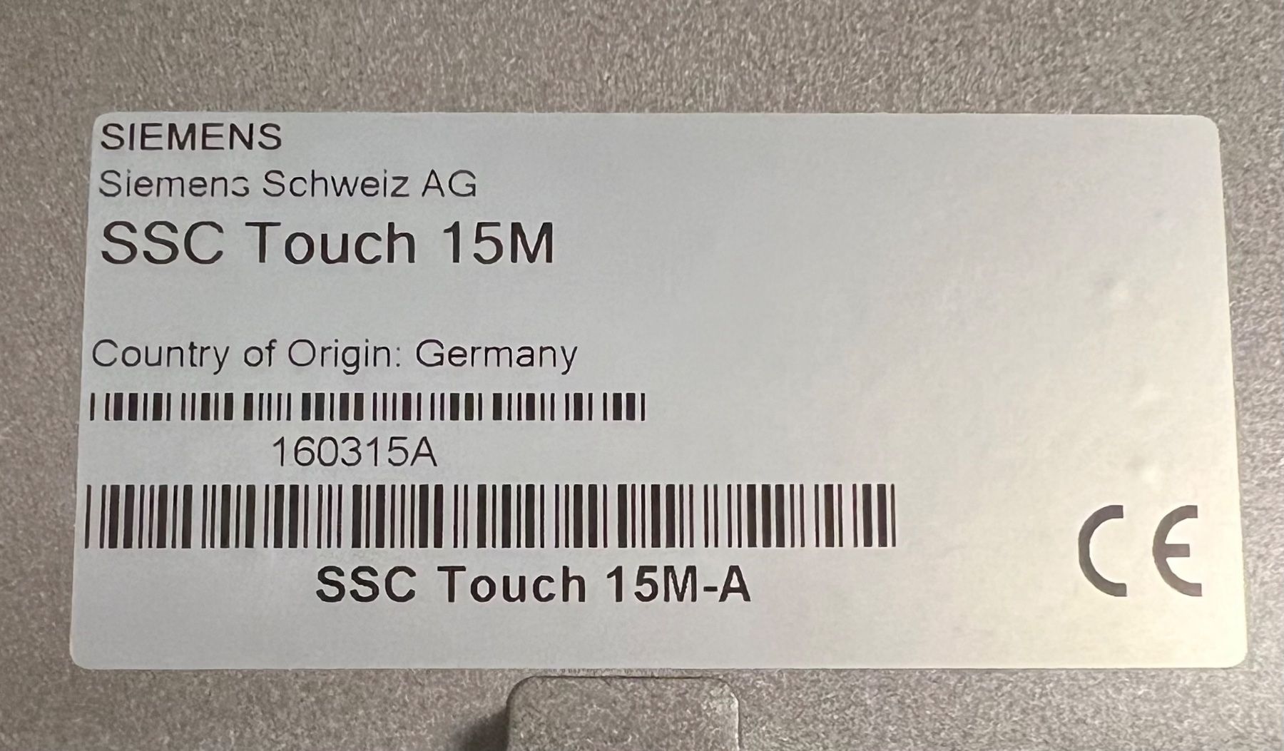 Siemens Sistema di controllo: Siemens Panel - SSC Touch 15M-A – Usato da Romanshorn venduto da DonRicardoo 2