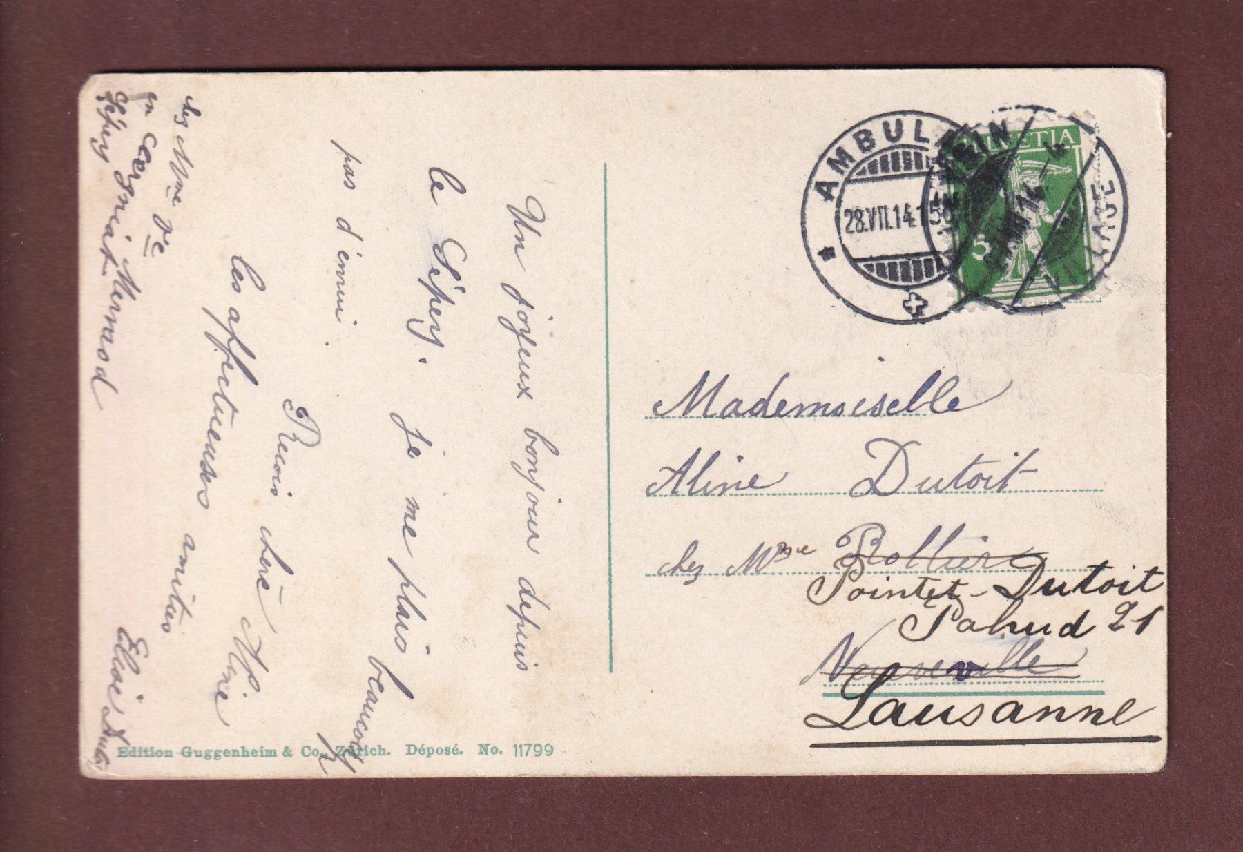 Cartoline postali: LEYSIN - Dents du Midi - 1914 – Usato da Pully venduto da nicecards-shop 1