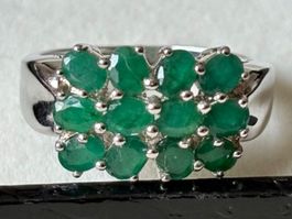 Ring Smaragd, Silber 925, Gr. 57