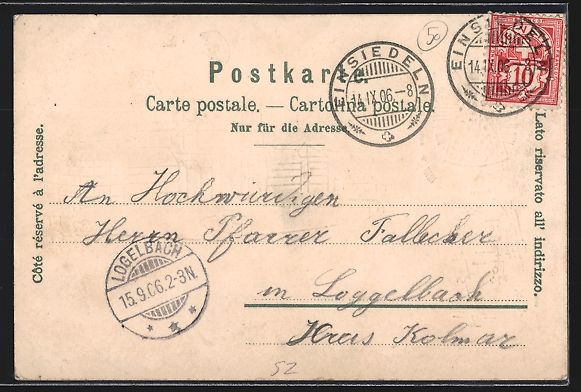 Cartoline postali: Litho Einsiedeln, Kloster, Gnaden-Mutter – Usato da Berlin venduto da bartko-reher 1
