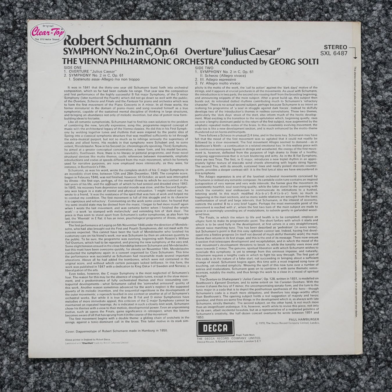 Dischi in vinile: Decca SXL 6487 / Schumann / Symphony No. 2 / Solti – Usato da Brunnen venduto da Techfreak1 1