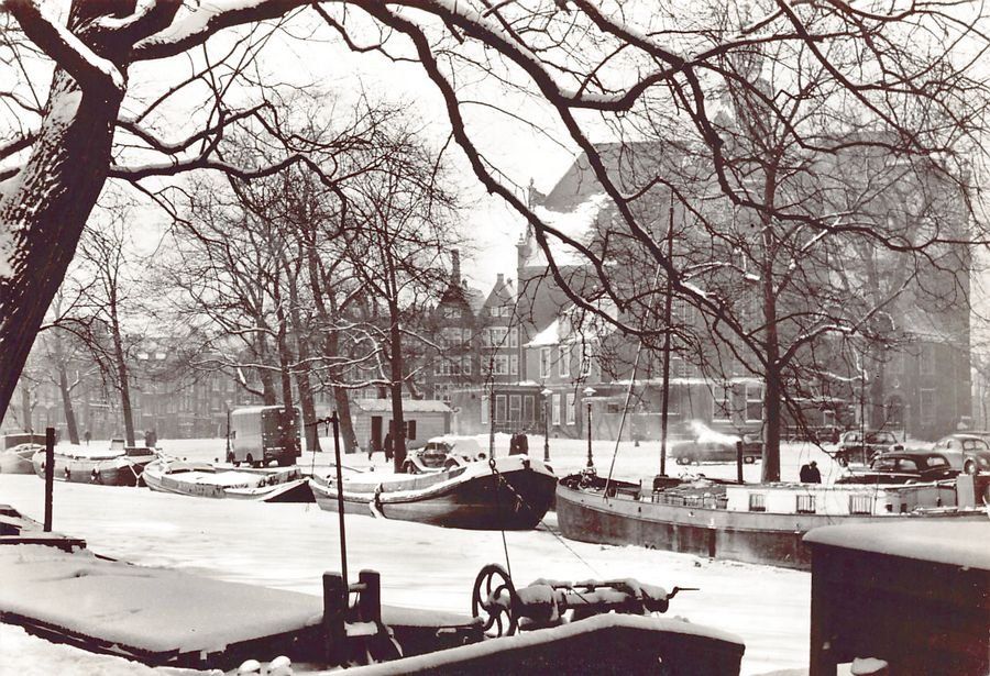 Cartoline postali: Amsterdam, Noordermarkt im Winter, um 1950 – Usato da Frauenfeld venduto da POML