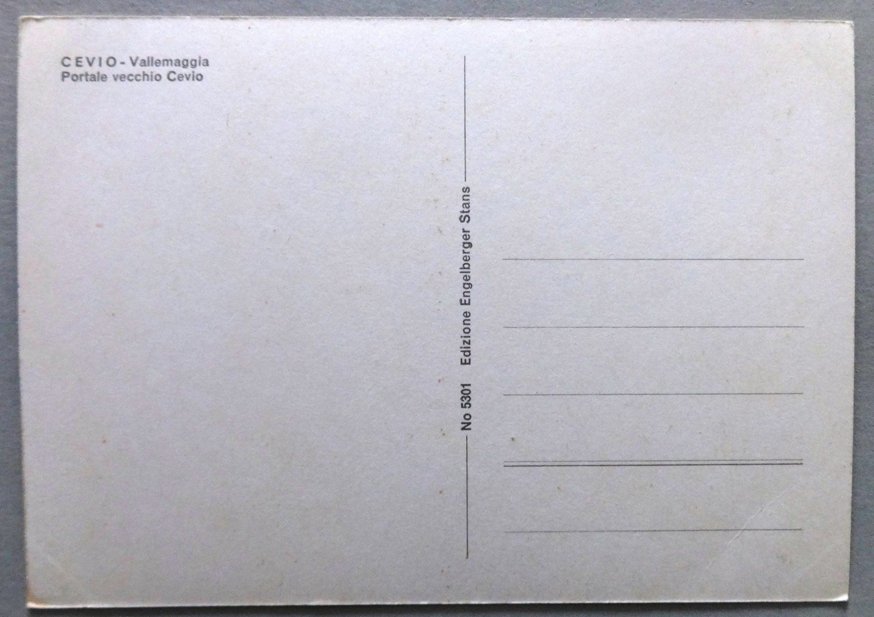 Cartoline postali: Cevio - Vallemaggia - Portal vecchio Cevio – Usato da Fétigny venduto da Billy2miny 1