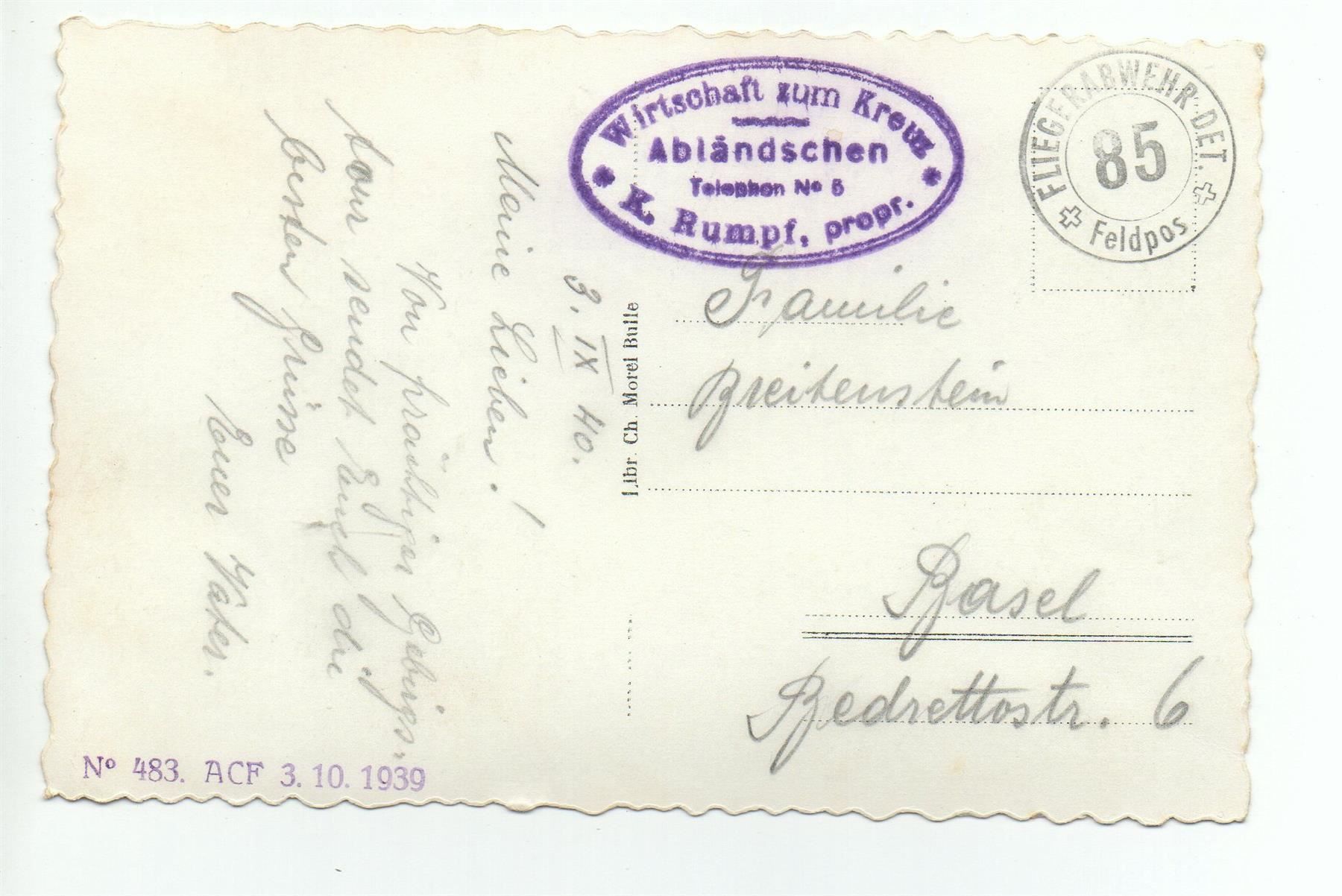 Cartoline postali: SAANEN Abländschen, Stempel Wirtschaft – Usato da Jona venduto da philajona 1