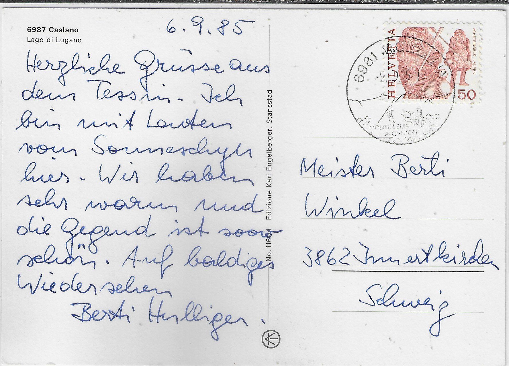 Cartoline postali: Flugaufnahme Caslano – Usato da Ettingen venduto da Kartenplanet 1