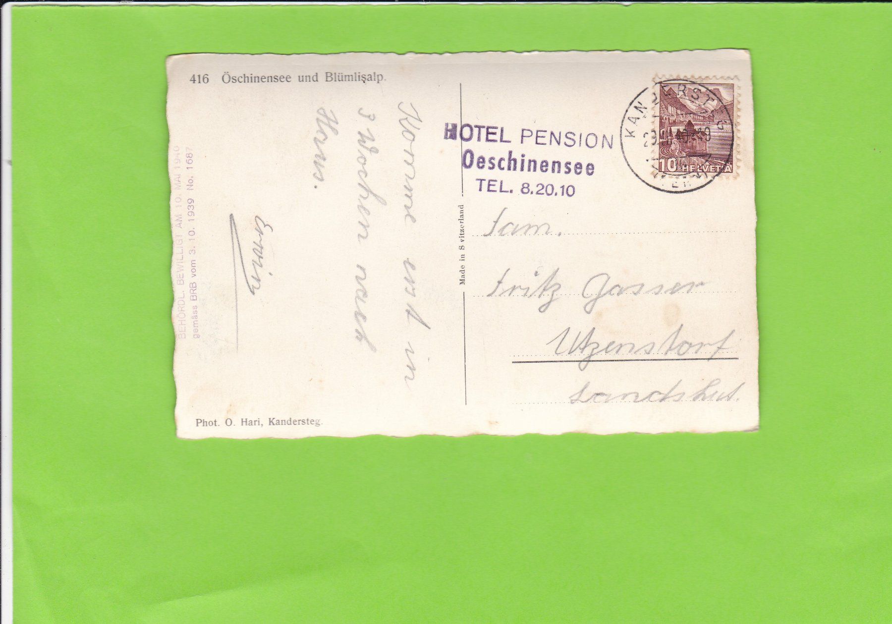 Cartoline postali: Oeschinensee und Blümlisalp – Usato da St. Peterzell venduto da neckertal 1
