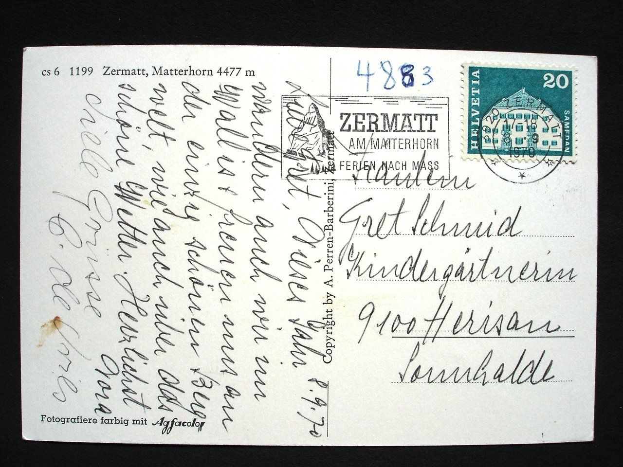 Cartoline postali: ZERMATT Matterhorn Nr. 1199 – Usato da Jona venduto da philajona 1