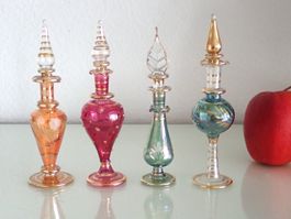 4 Phiole Flaschen Glas Phiolen Parfum Flacon Murano Böhmen