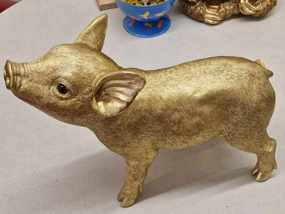 Statuette: Schwein / Ferkel Gold – Nuovo e nell'imballaggio originale da Schaffhausen venduto da AtelierPudesco 3
