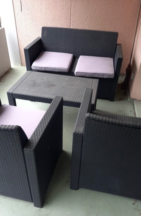 Ratten GartenmöbelGarnitur 2 Sessel, Tisch, Bank gebraucht Kaufen