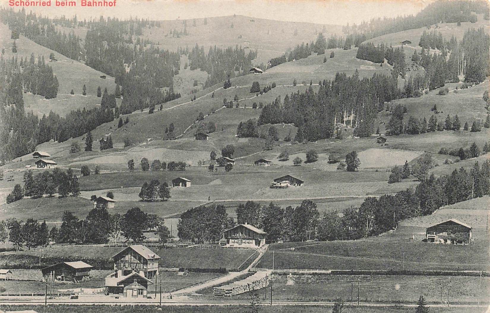 Cartoline postali: Schönried beim Bahnhof – Usato da Biasca venduto da Blenio71
