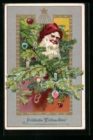 Weihnachtsmann mit Tannenzweigen, Weihna