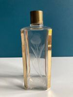 Vintage Parfum Flakon Glas mit Goldrand, leer